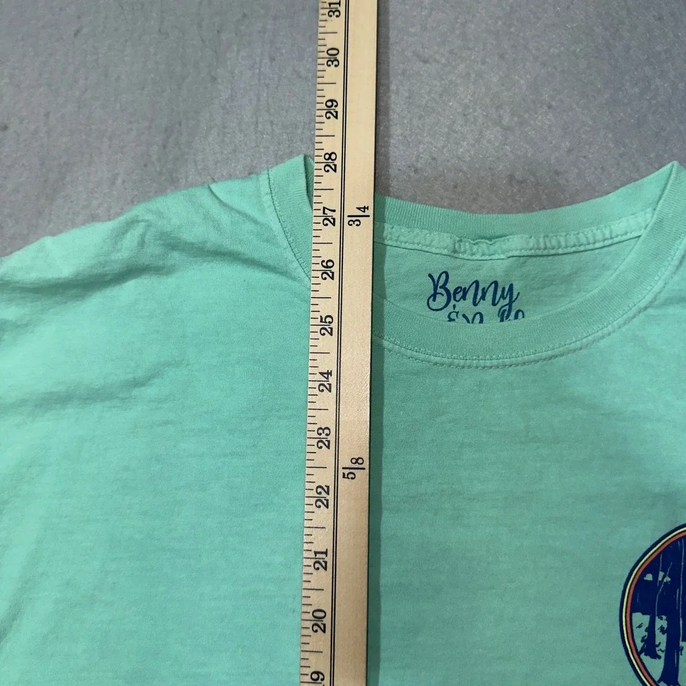 Benny & Belle‎ Backroads & Bonfires Mint Green Graphic T-Shirt Men Large Cotton